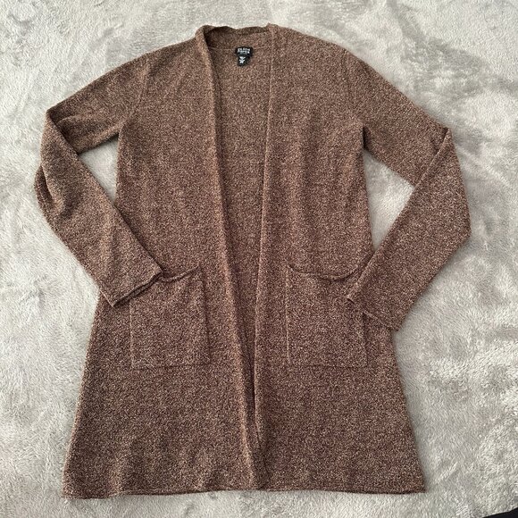Eileen Fisher Small Petite SP Brown Merino Wool Cardigan Sweater - Picture 1 of 6